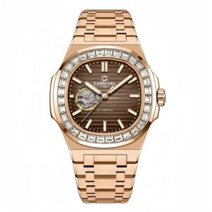 Đồng hồ nam chính hãng Carnival 8128 8128G dây thép máy cơ mặt kính sapphire nguyên khối size 40mm