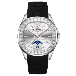 Đồng hồ nam chính hãng Carnival 8113 8113G Aquanaut dây cao su máy cơ mặt kính sapphire size 41mm