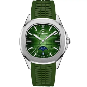 Đồng hồ nam chính hãng Carnival 8113 8113G Aquanaut vỏ trắng dây cao su máy cơ mặt kính sapphire