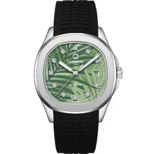 Đồng hồ nam chính hãng Carnival 8115 8115G dây cao su máy cơ mặt kính sapphire nguyên khối size 40mm