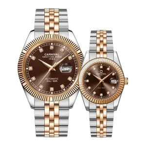Đồng hồ đôi nam nữ chính hãng Carnival 8131 8131L 8131 8131G dây thép máy cơ Nhật mặt kính sapphire
