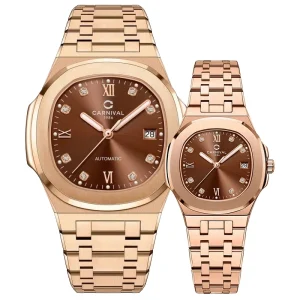 Đồng hồ đôi nam nữ chính hãng Carnival 8160 8160L 8160 8160G dây thép máy cơ Nhật mặt kính sapphire