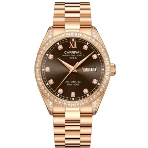 Đồng hồ nam chính hãng Carnival 8907 8907G dây thép máy cơ mặt kính sapphire nguyên khối size 41mm