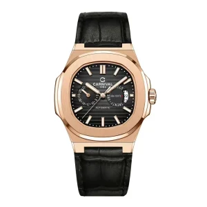 Đồng hồ nam chính hãng Carnival 8158 8158G dây da máy cơ mặt kính sapphire nguyên khối size 40mm